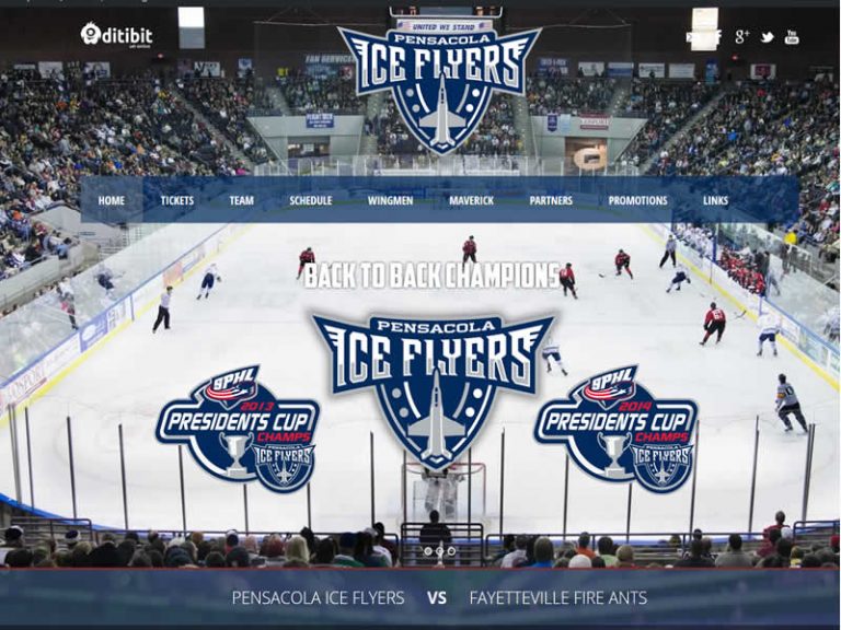 Pensacola Ice Flyers Ditibit Website Design / SEO Pensacola, Gulf